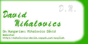 david mihalovics business card